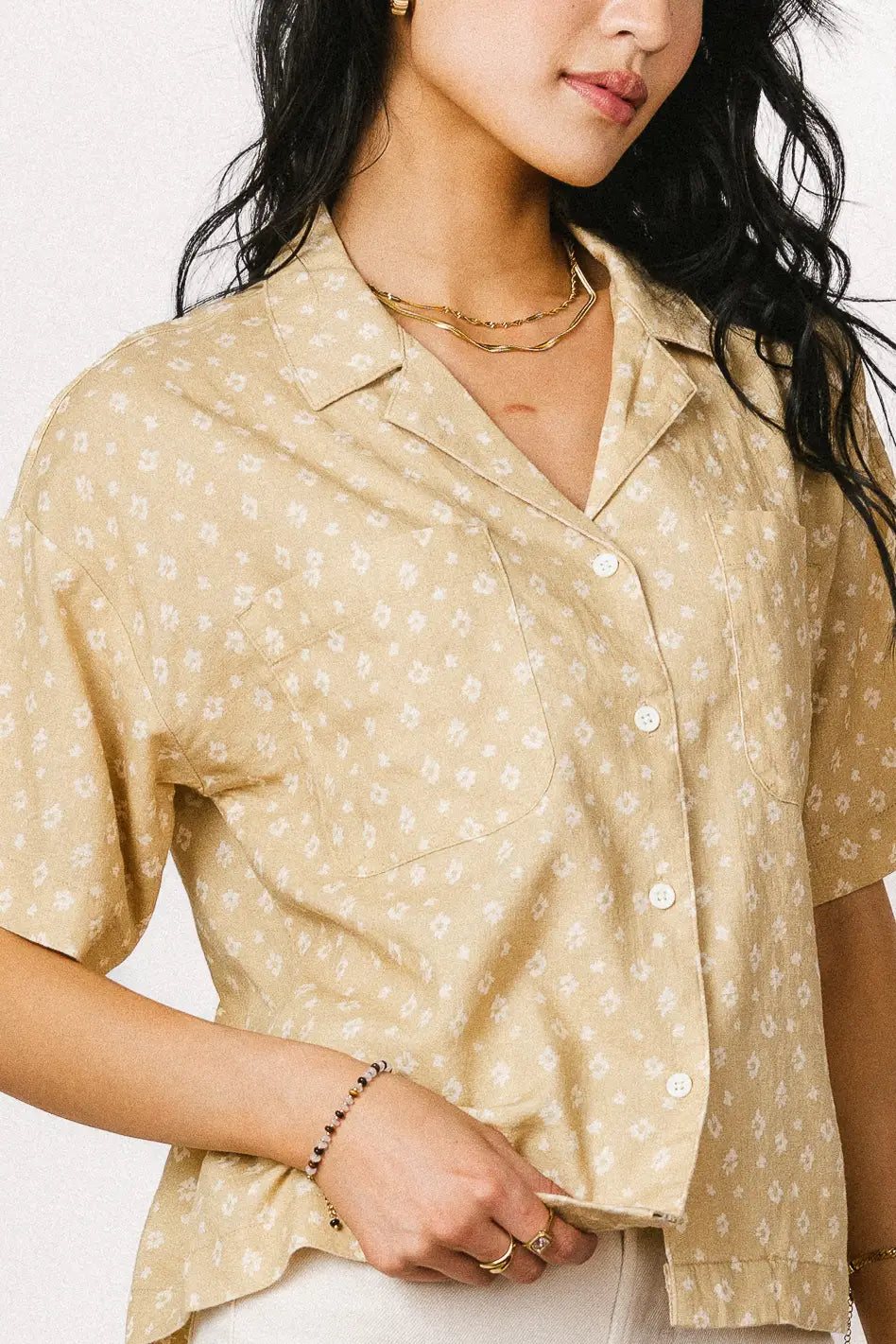 Xiomara Floral Button Up in Yellow FINAL SALE