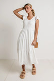 Rain Smocked Midi Dress in White FINAL SALE