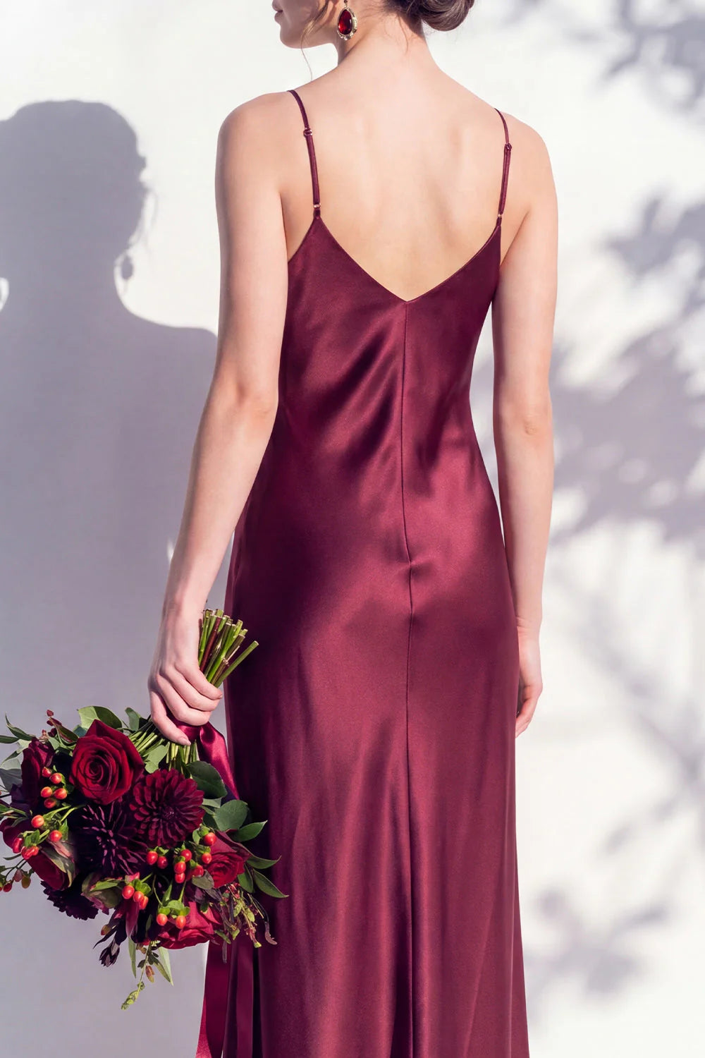 Satin Spaghetti Straps Sheath Sage Bridesmaid Dress