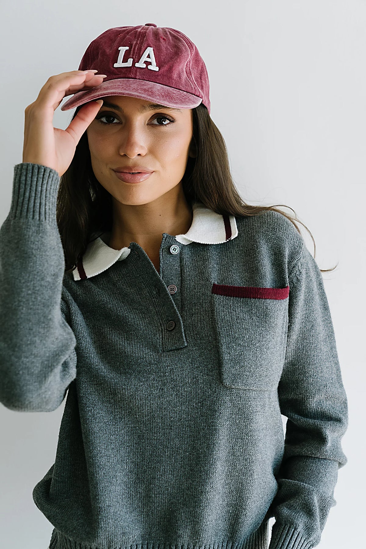Justine Collared Sweater in Grey FINAL SALE