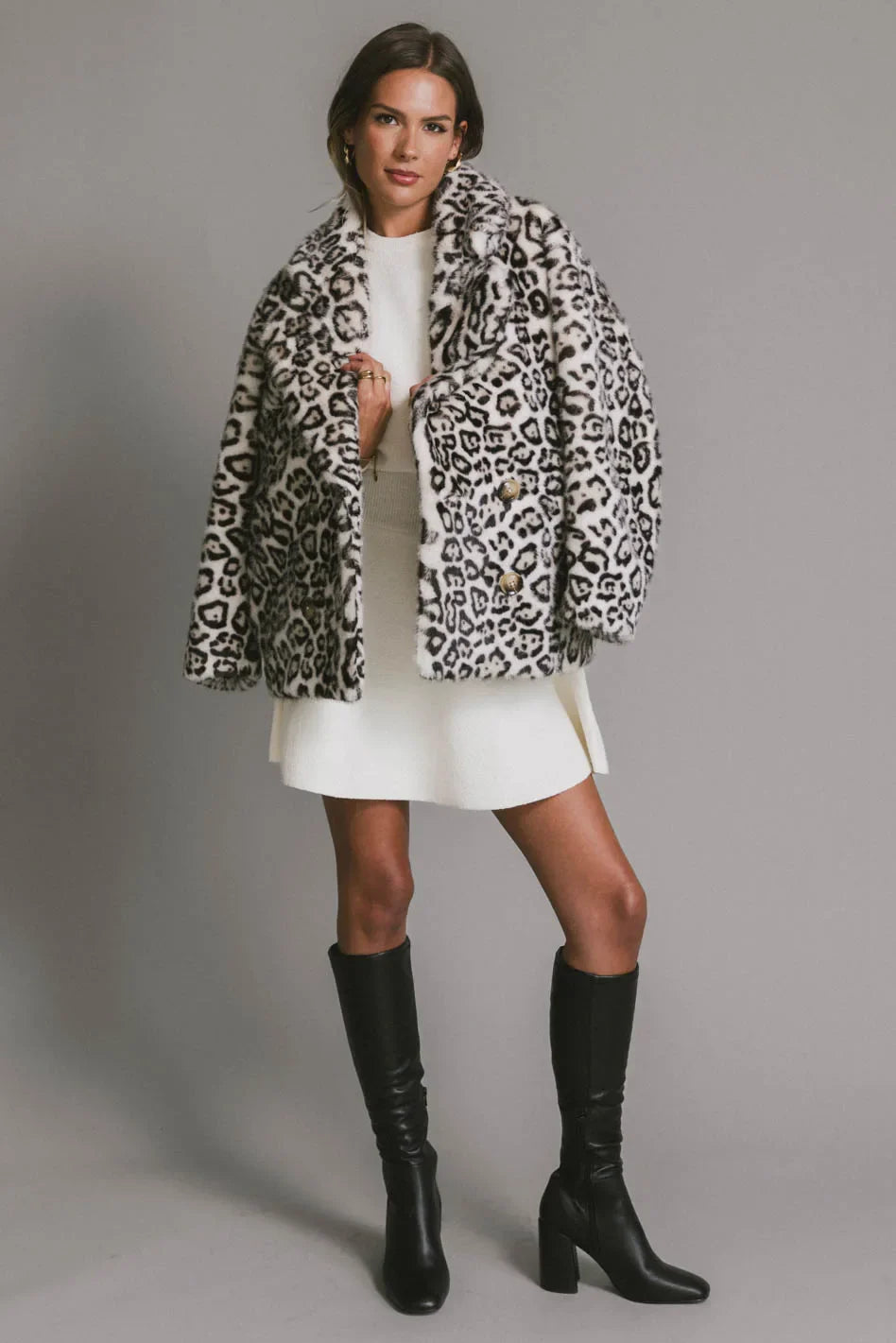 Dolores Knit Mini Dress in Cream FINAL SALE