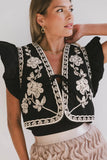 Damaris Embroidered Vest in Black FINAL SALE