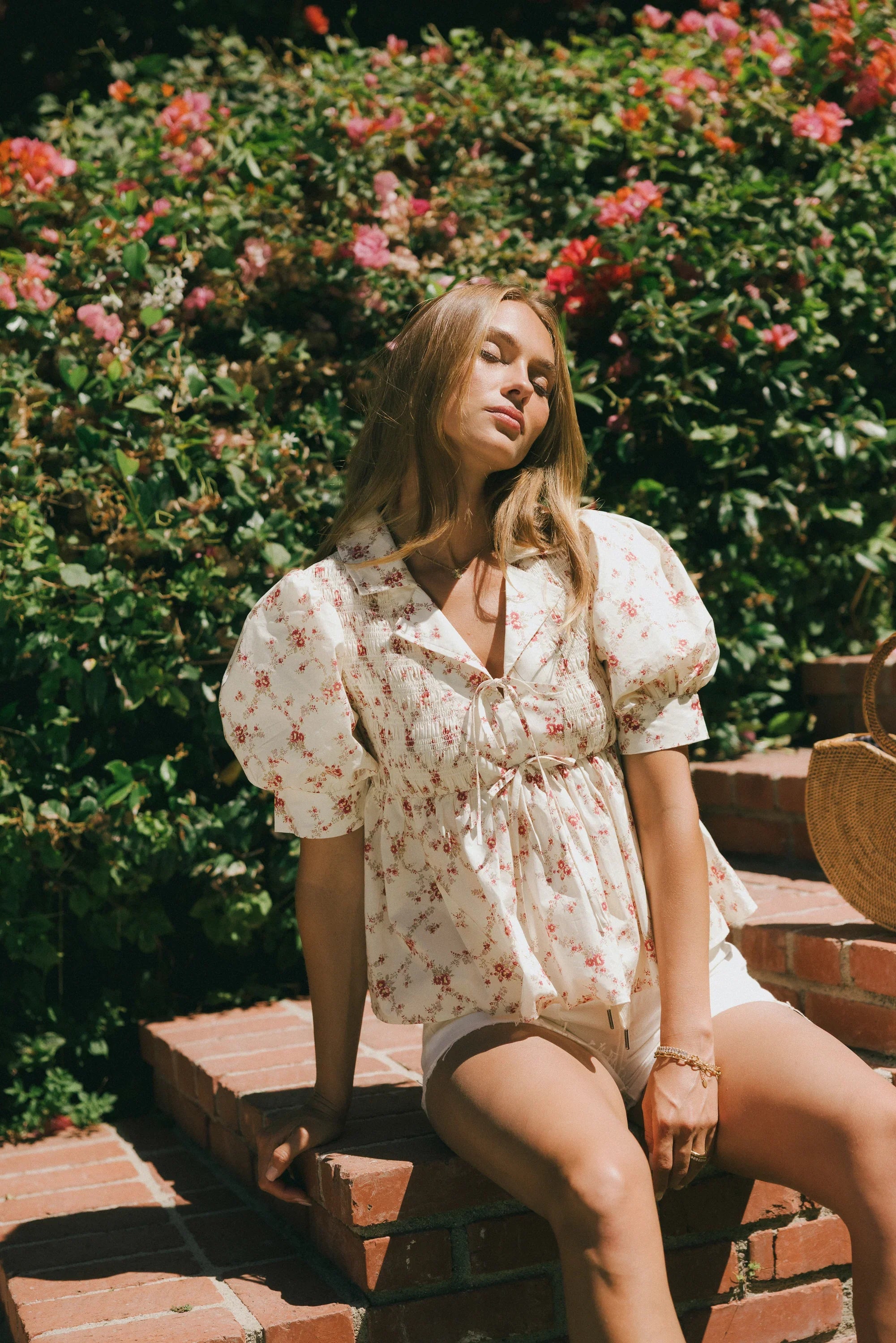 Denise Floral Blouse in Berry FINAL SALE