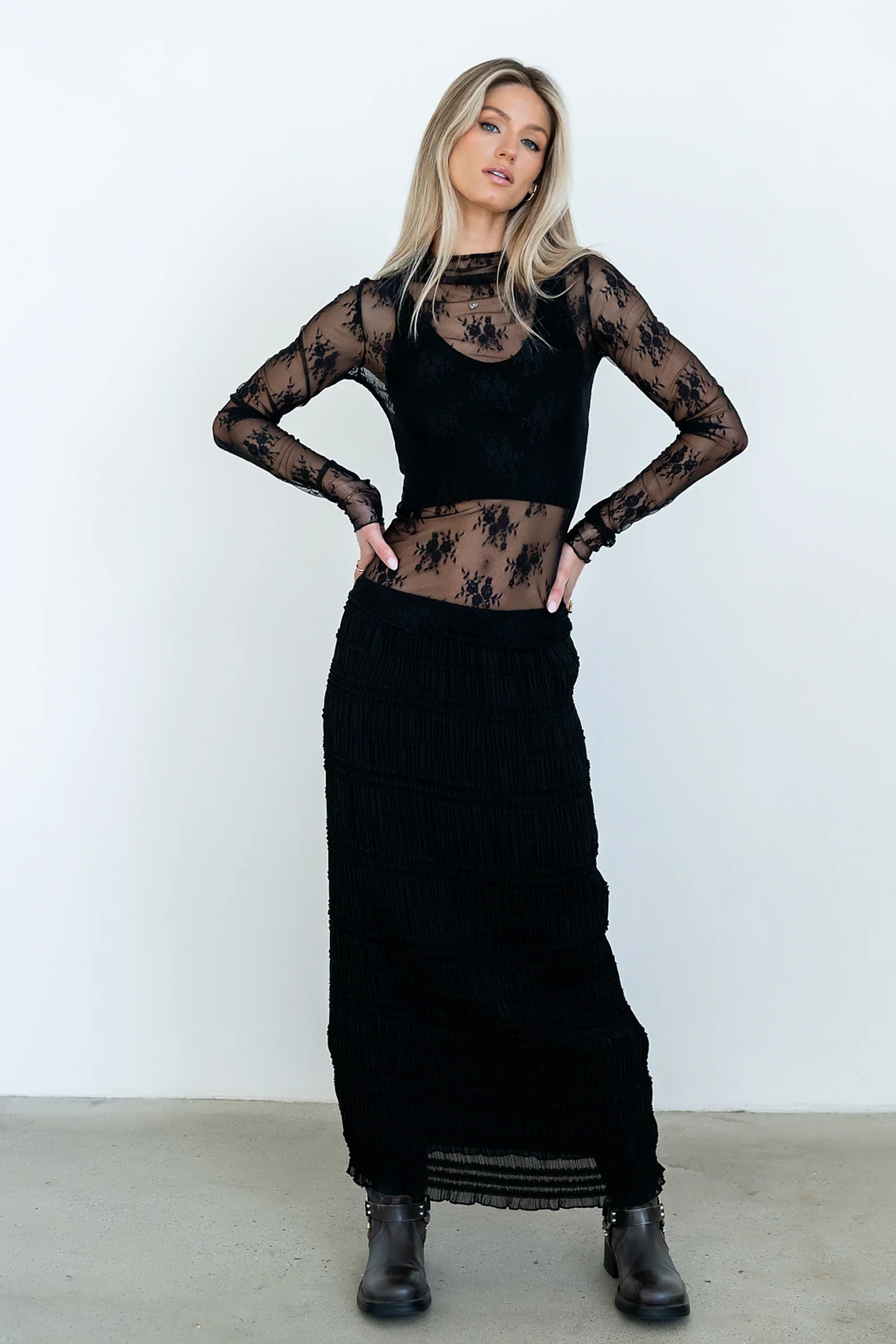Marcus Chiffon Maxi Skirt in Black