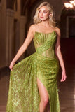 Stevie Gown Strapless Fitted Glitter Embellished Gown