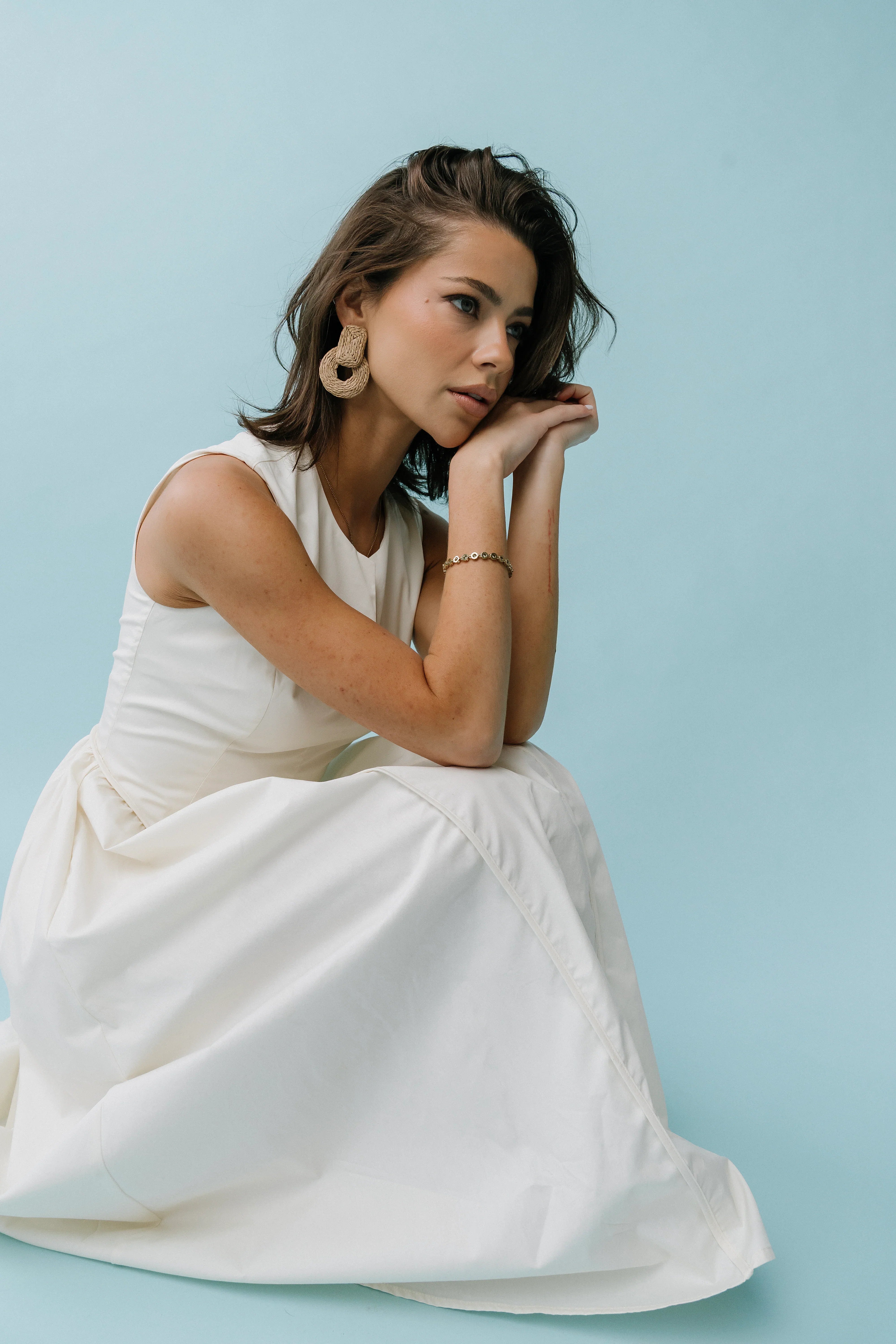 Jaynie Midi Dress in Cream