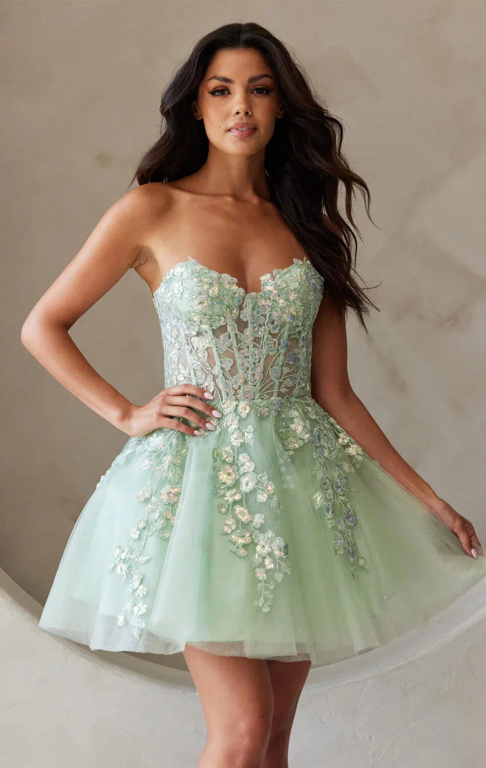 POSEY MINI DRESS FLORAL LACE CORSET COCKTAIL DRESS
