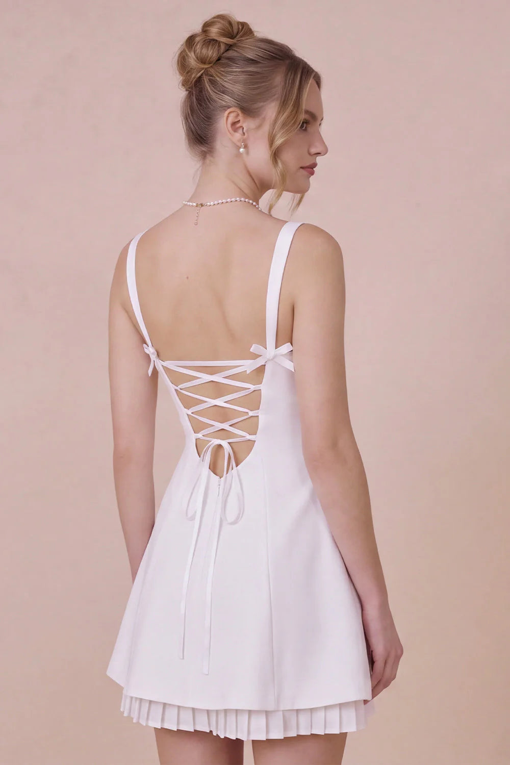 Simple White Square Neck Mini Graduation Dress