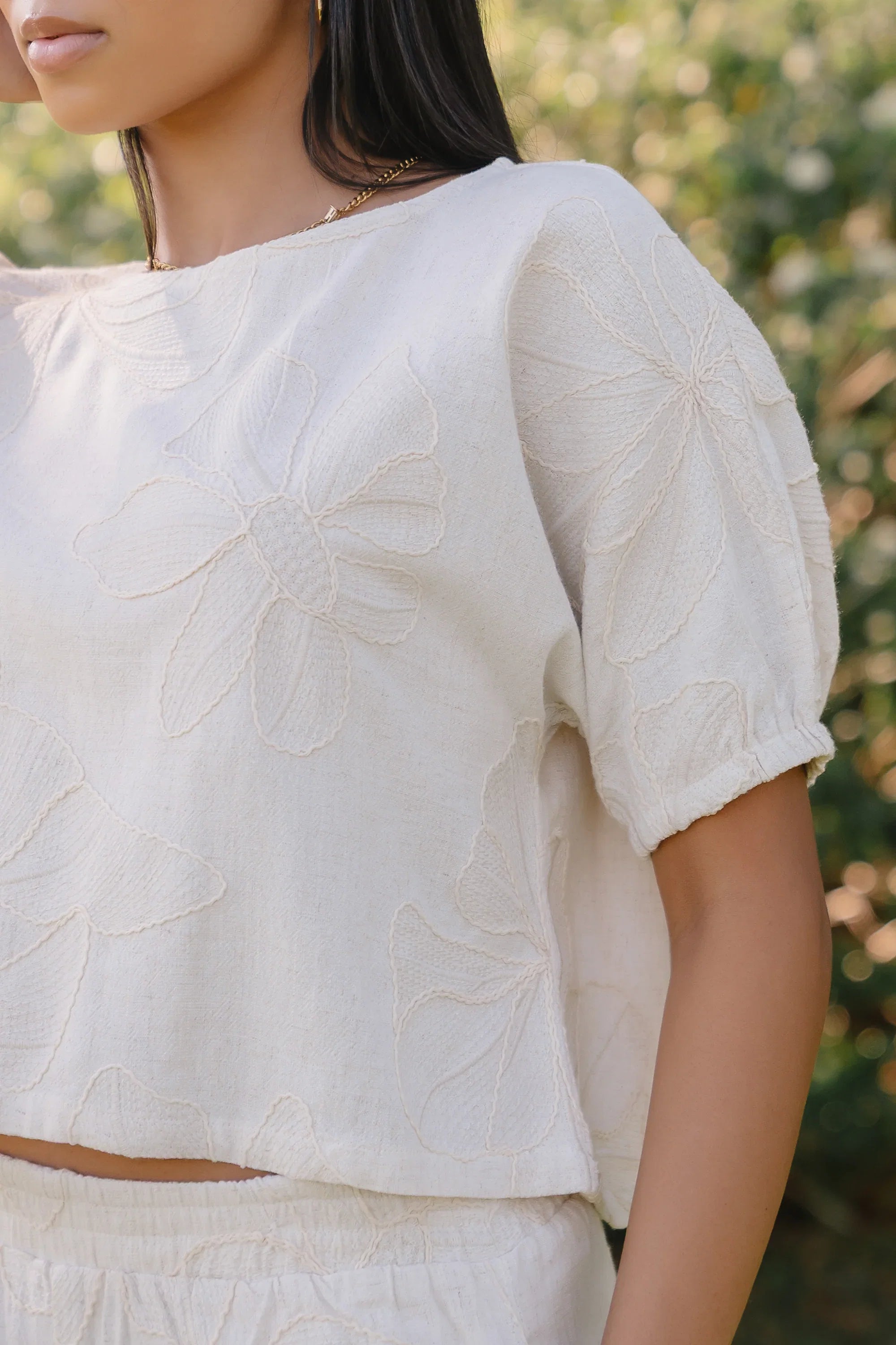 Kortney Floral Oversized Top in Natural