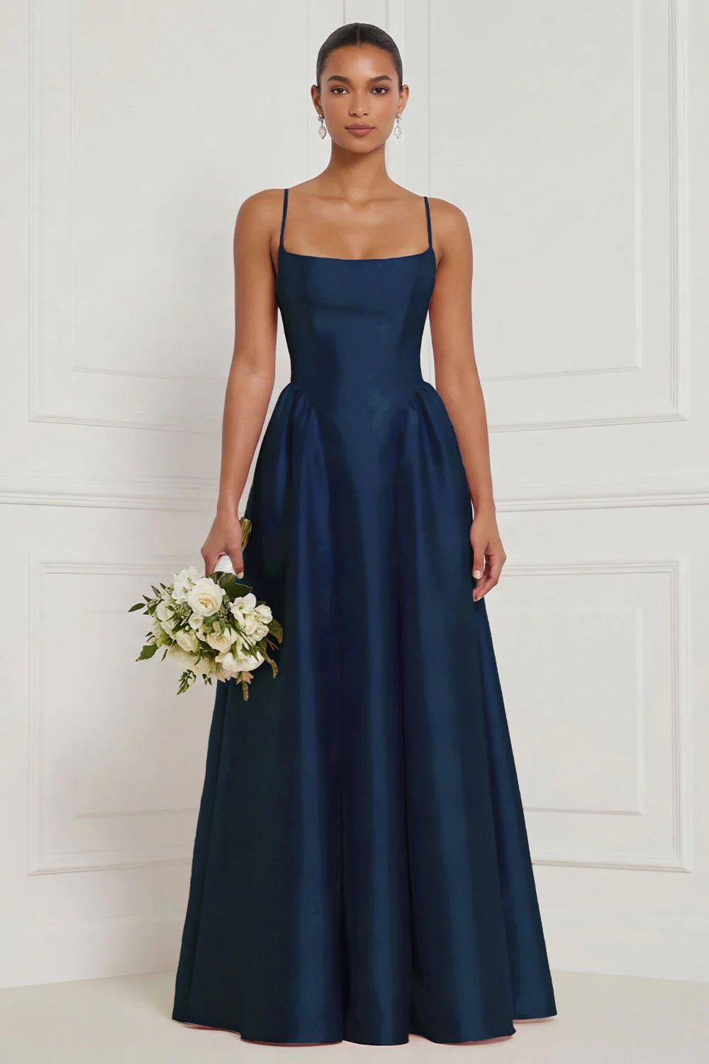 Satin A Line Spaghetti Straps Yellow Bridesmaid Dress