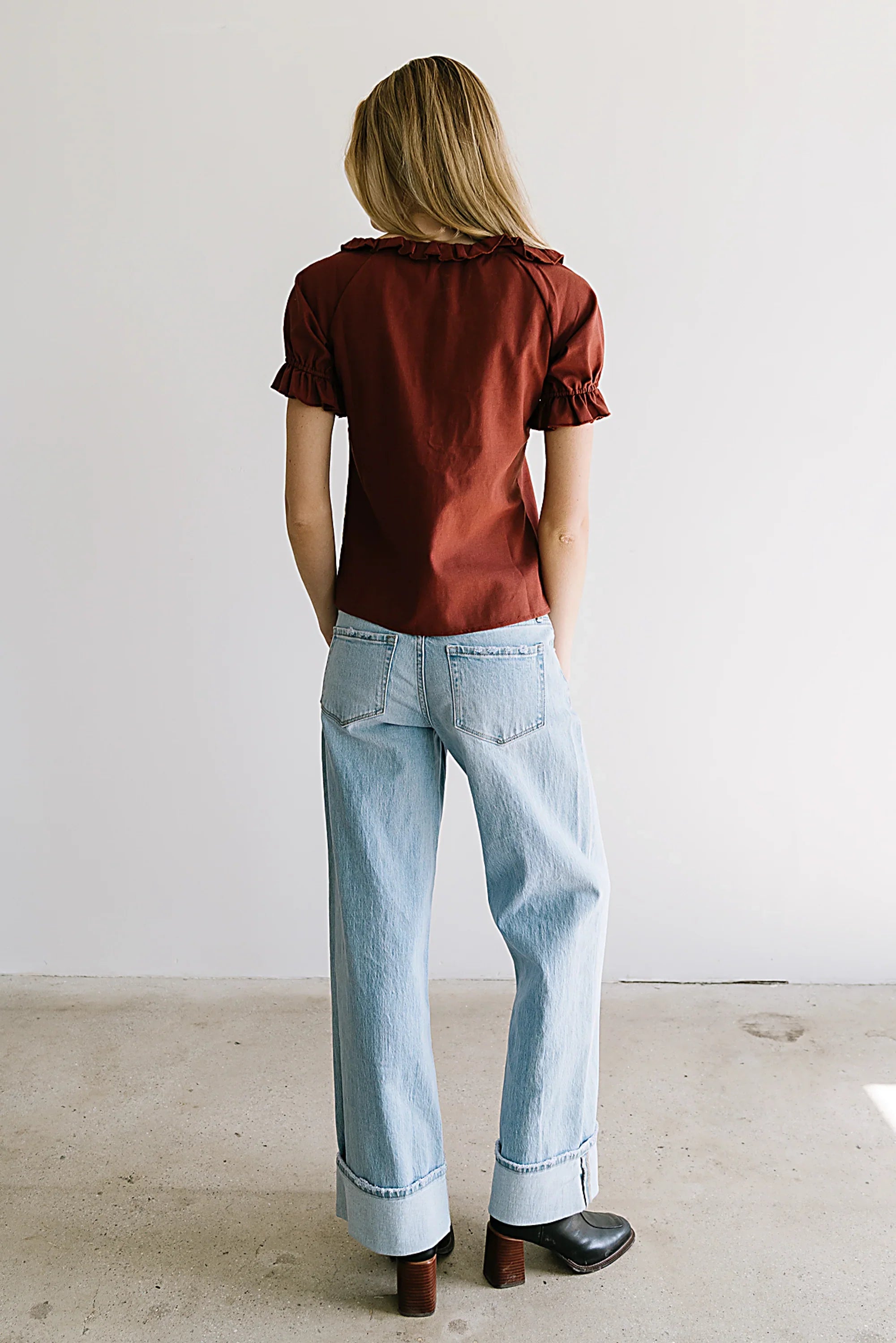 Connie Ruffle Blouse in Rust FINAL SALE