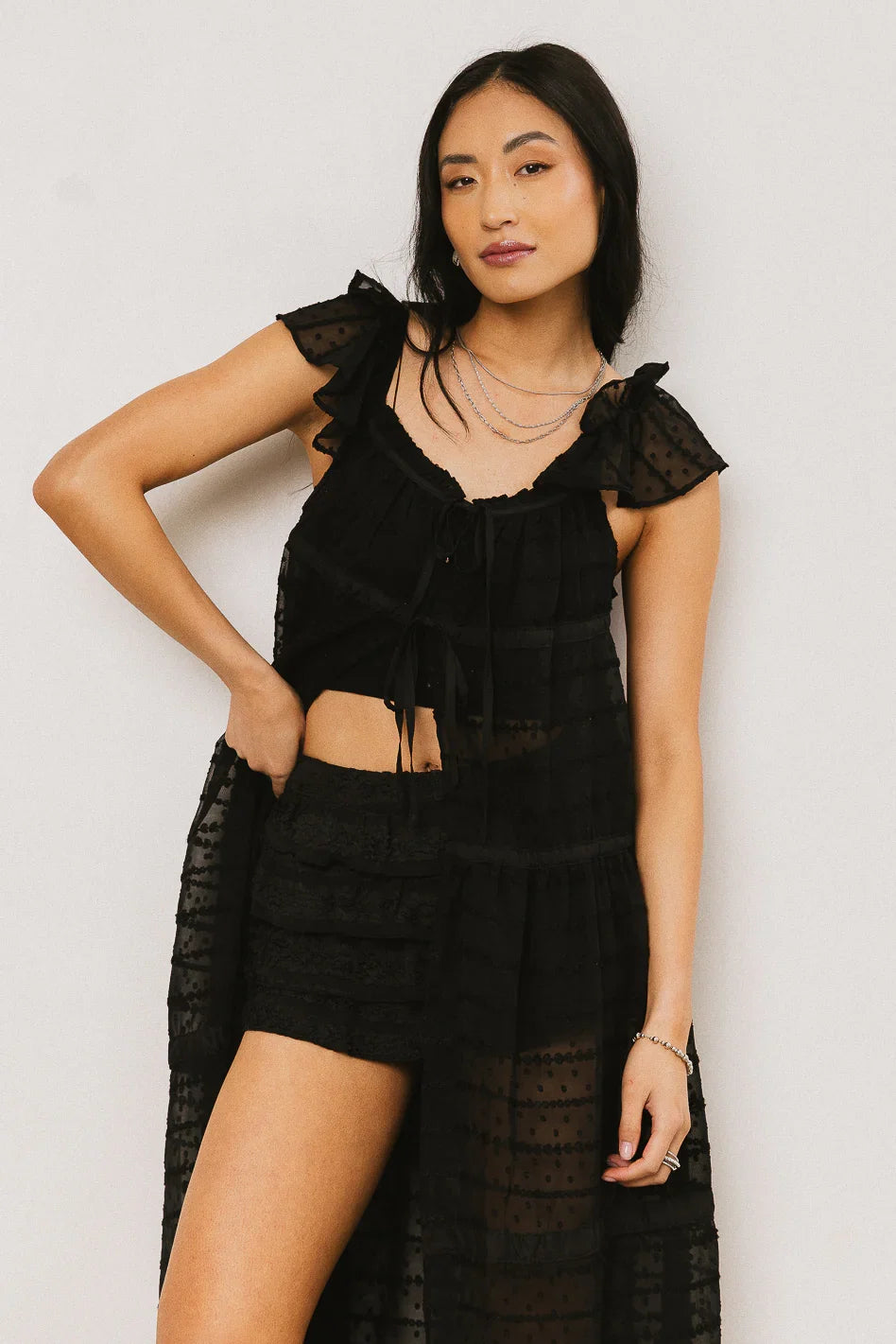 Mona Embroidered Kimono in Black FINAL SALE