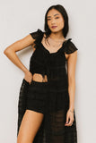 Mona Embroidered Kimono in Black FINAL SALE