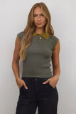 Becca Ribbed Top in Olive FINAL SALE