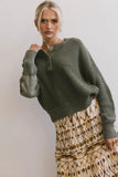 Inda Henley Sweater in Olive FINAL SALE