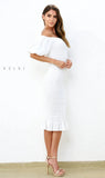 Skyla Shirred Midi Dress WHITE