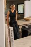 Kandi Ruched Maxi Dress in Black