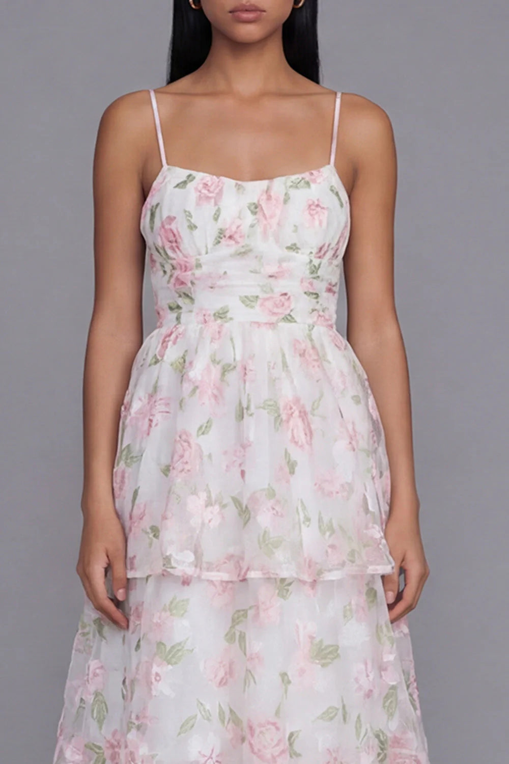 Tiered Corset A Line Floral Yellow Wedding Guest Dress