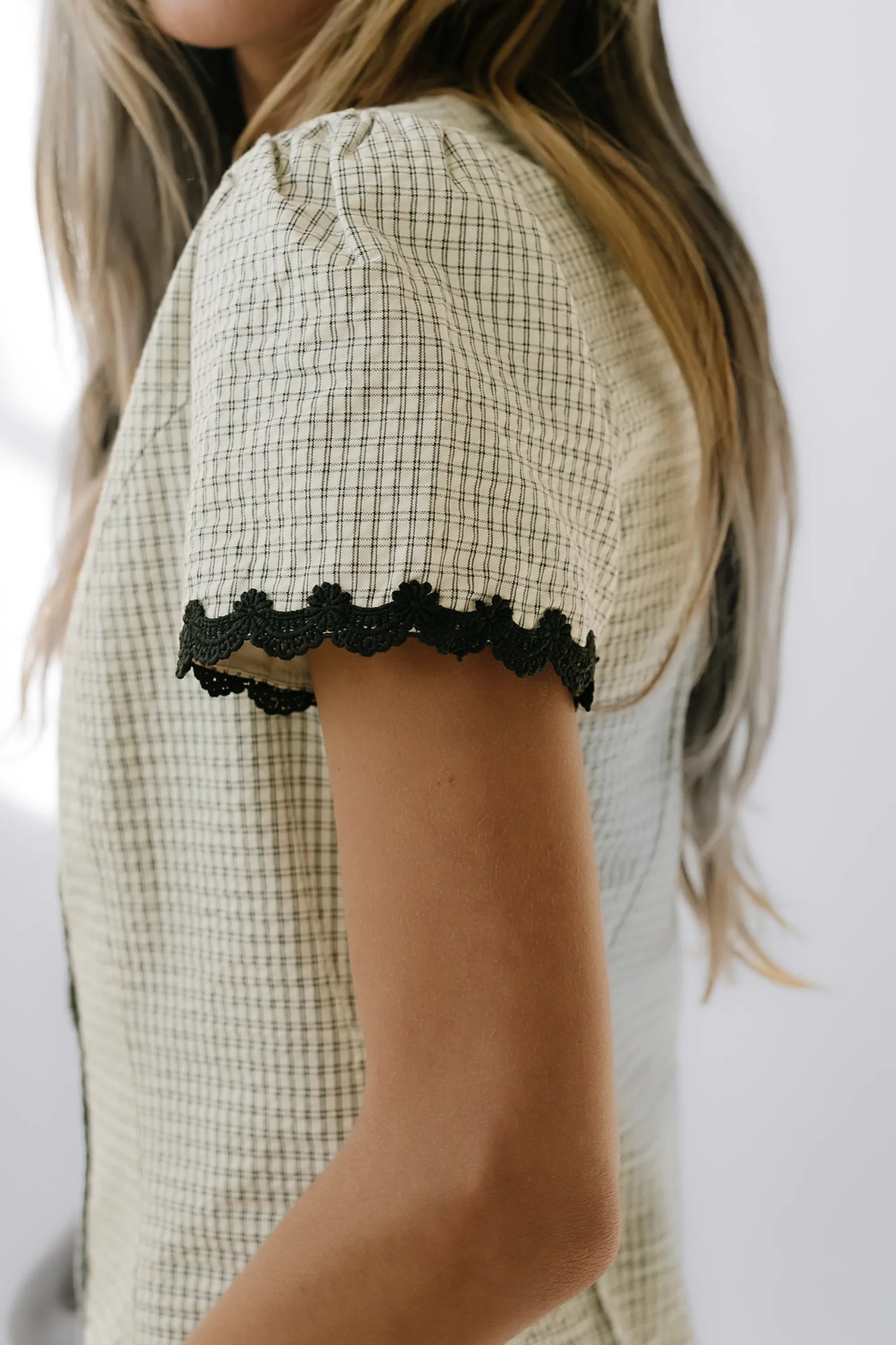 Serra Lace Trim Blouse in Ivory
