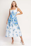 CLASSIC BLOOM BLUE FLORAL MIDI DRESS