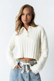 Brandi Collared Sweater in White