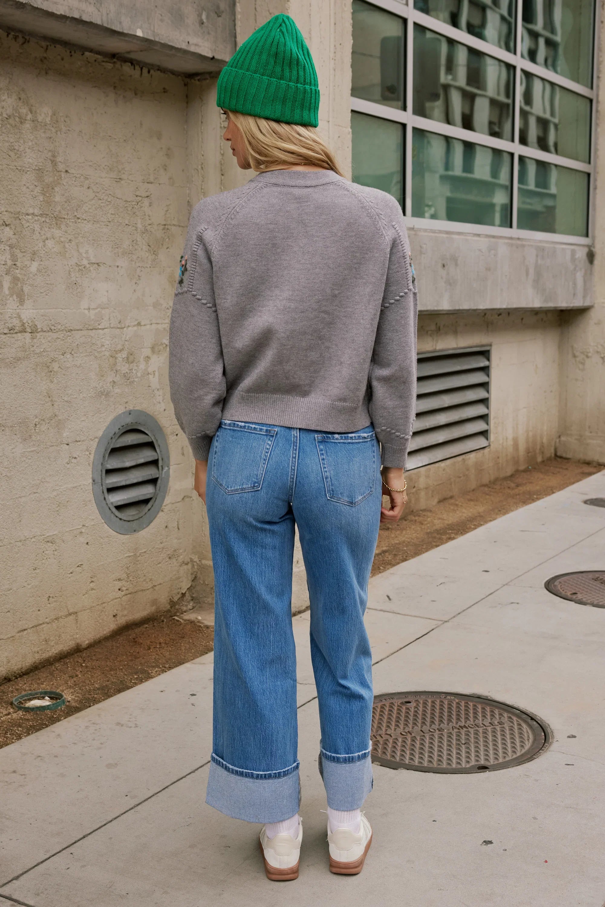 Jade Cuffed Wide Leg Jeans in Medium Wash FINAL SALE