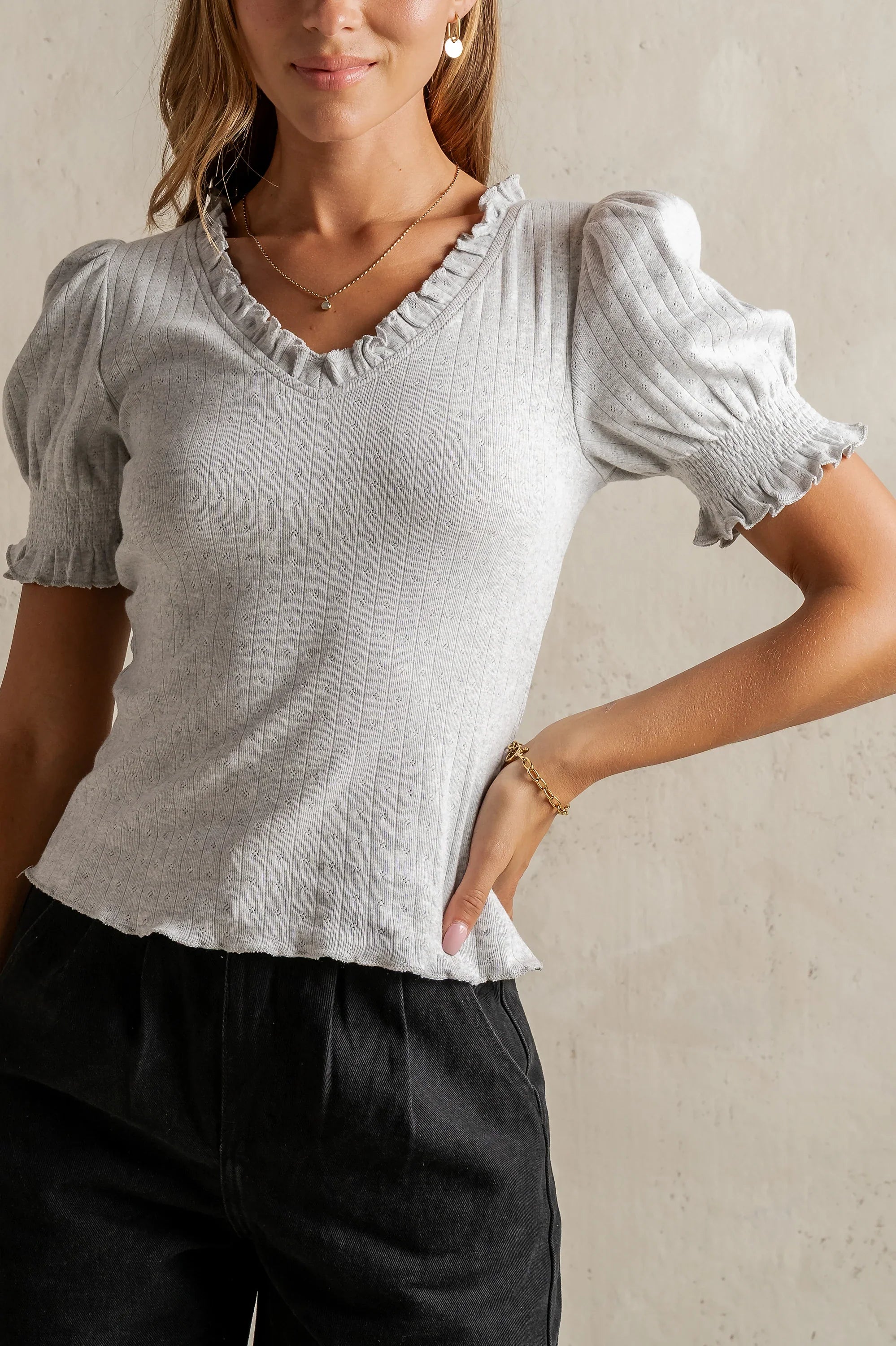 Violet Knit Top in Heather Grey FINAL SALE