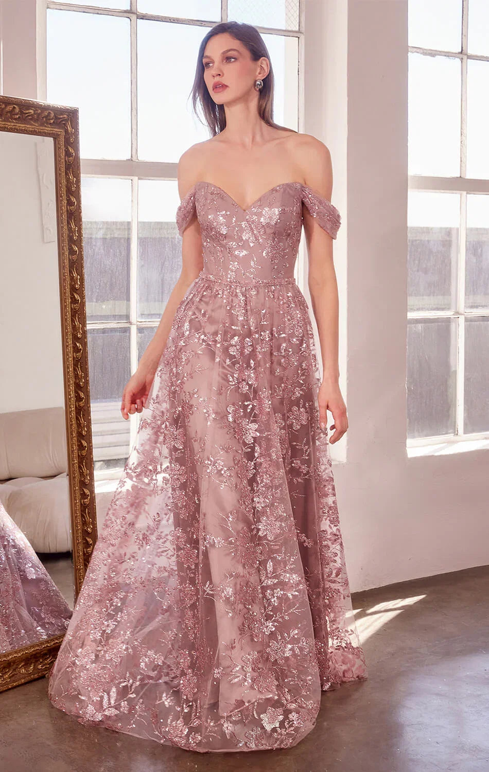 Veronica Gown Glitter Print A line Dress