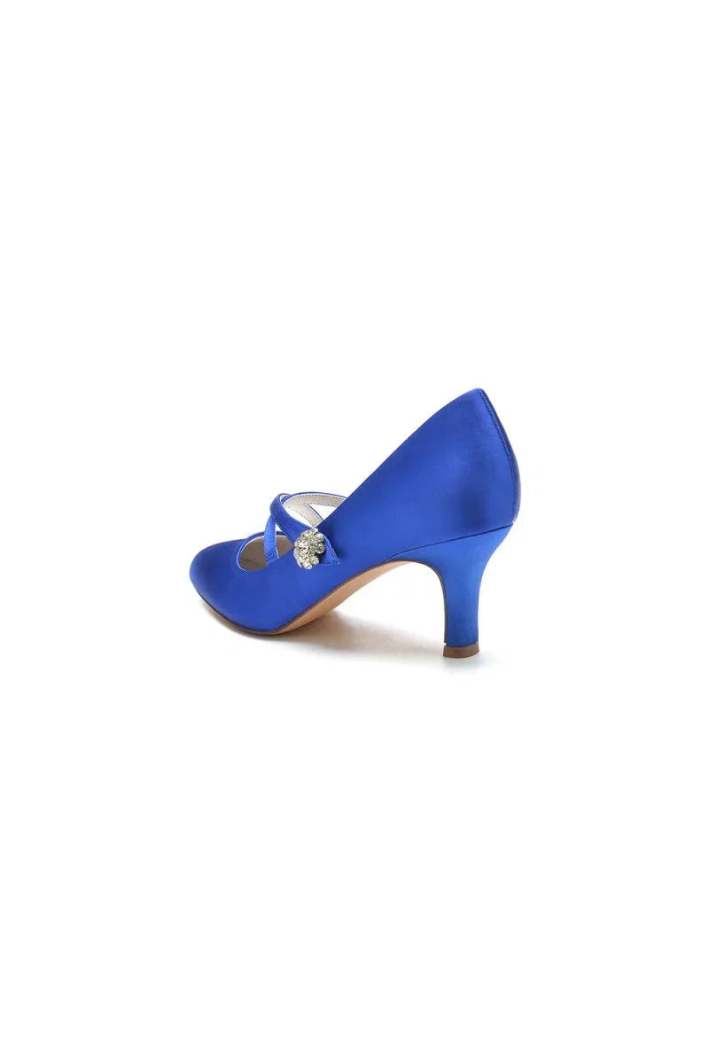 Rhinestone Pointed Toe Satin Stiletto Heels
