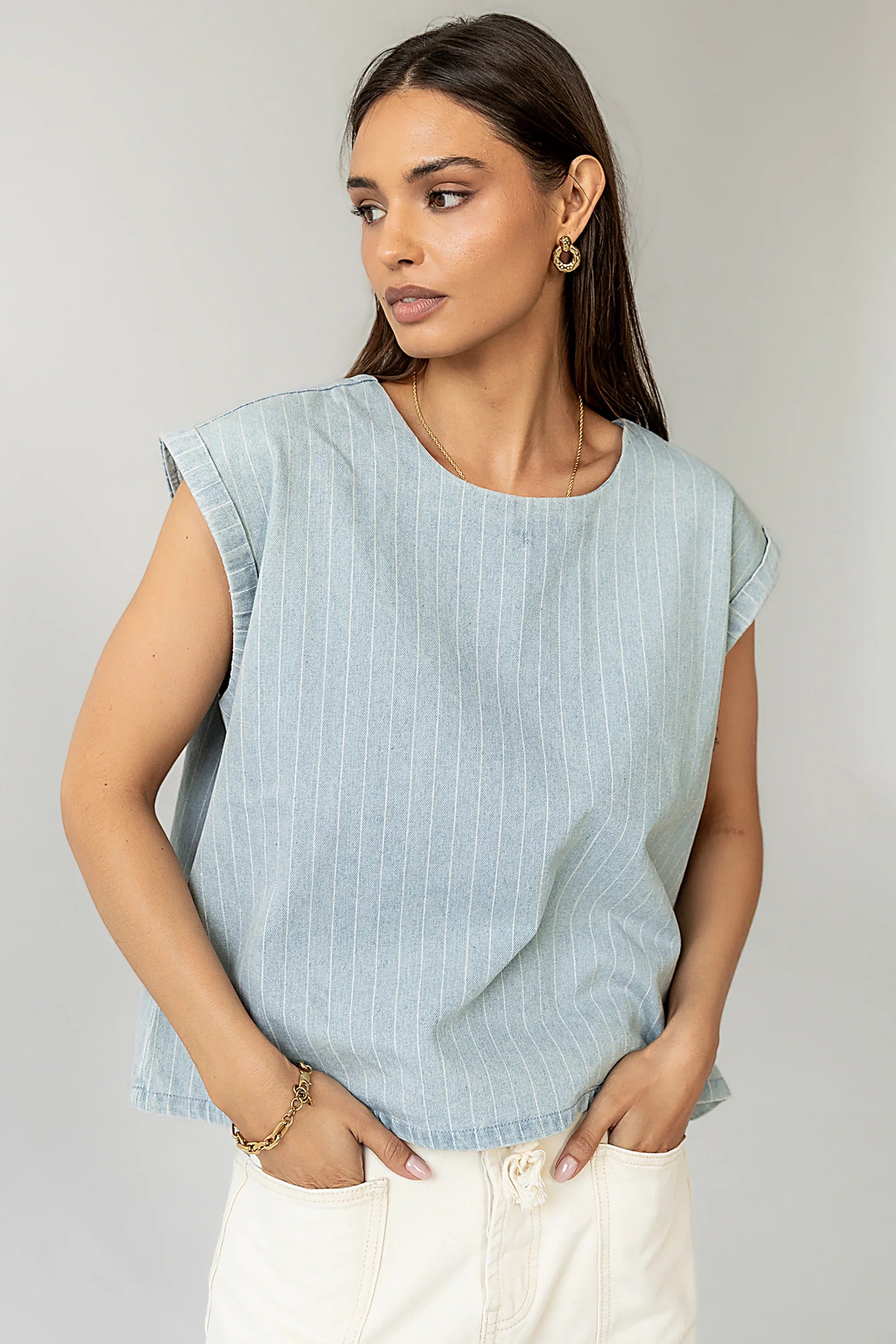 Alisson Striped Denim Blouse