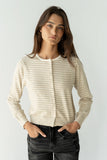 Edesse Striped Cardigan in Taupe