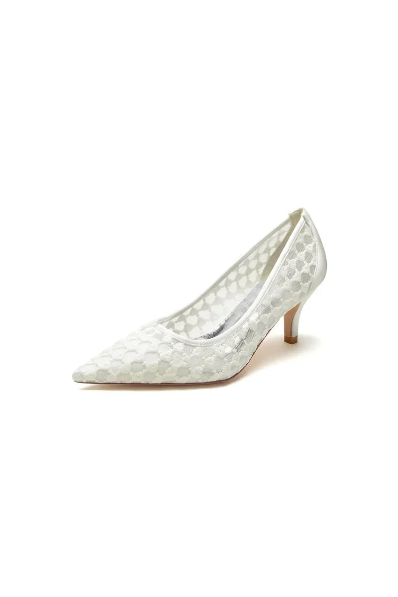 Lace Pointed Toe Wedding Stiletto Heels