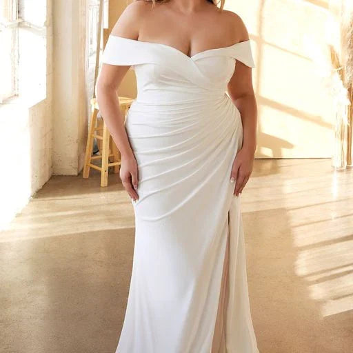 Freya Gown OFF WHITE OFF THE SHOULDER STRETCH SPANDEX DRESS