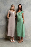 Deana Striped Maxi Dress in Mocha