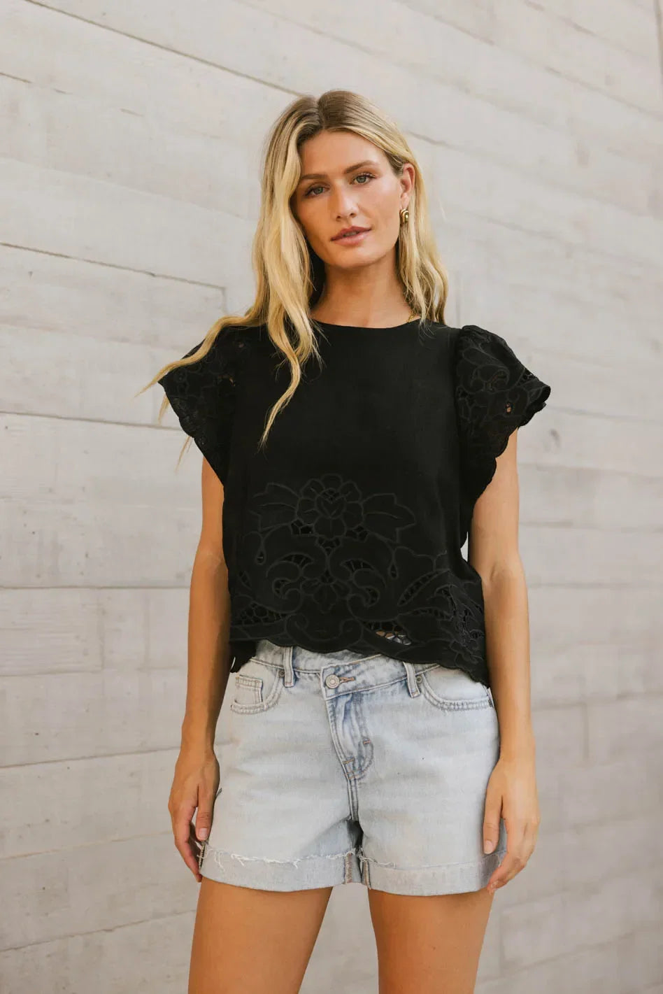 Myra Embroidered Blouse in Black FINAL SALE