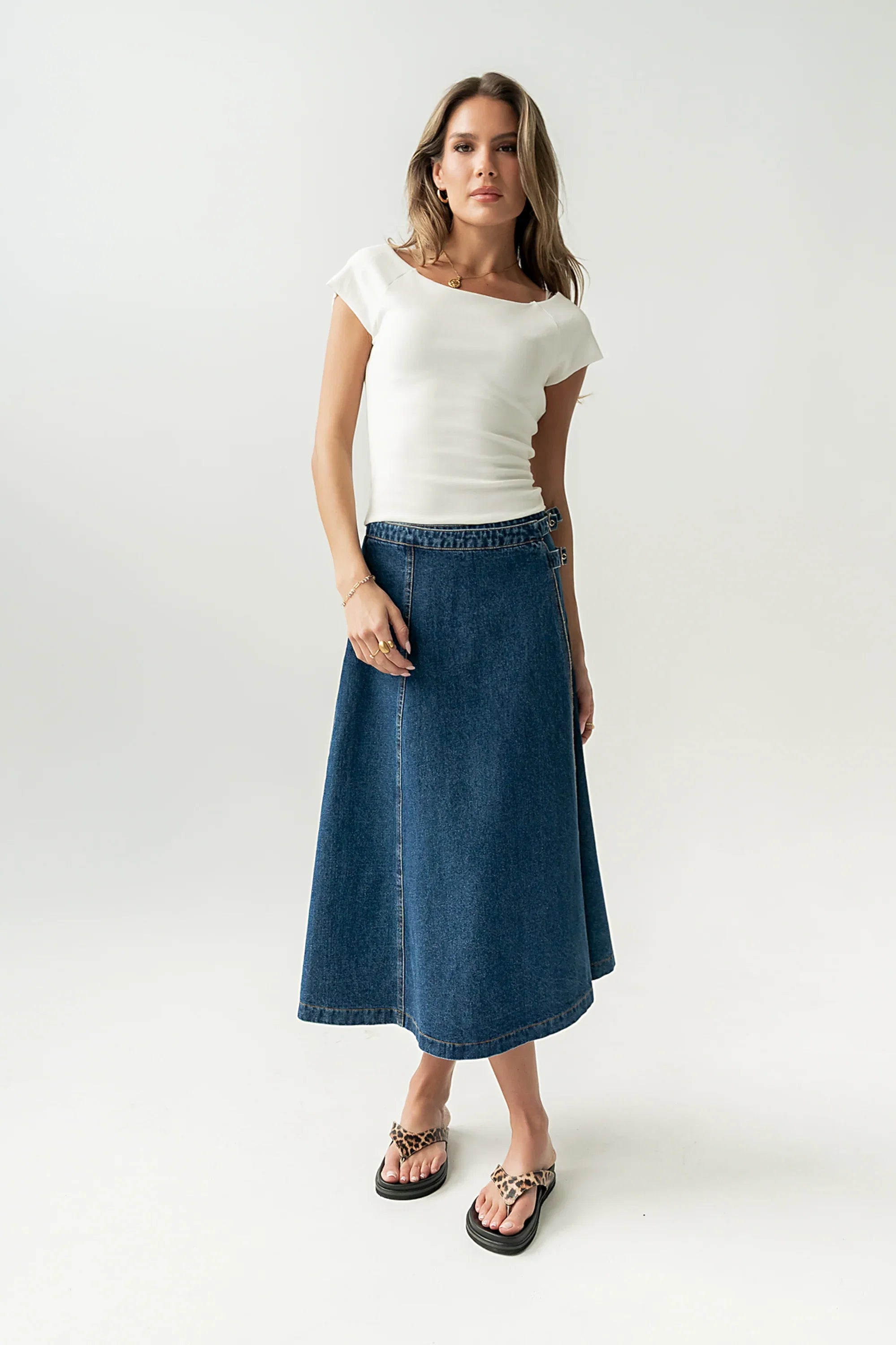 Carson Denim Midi Skirt