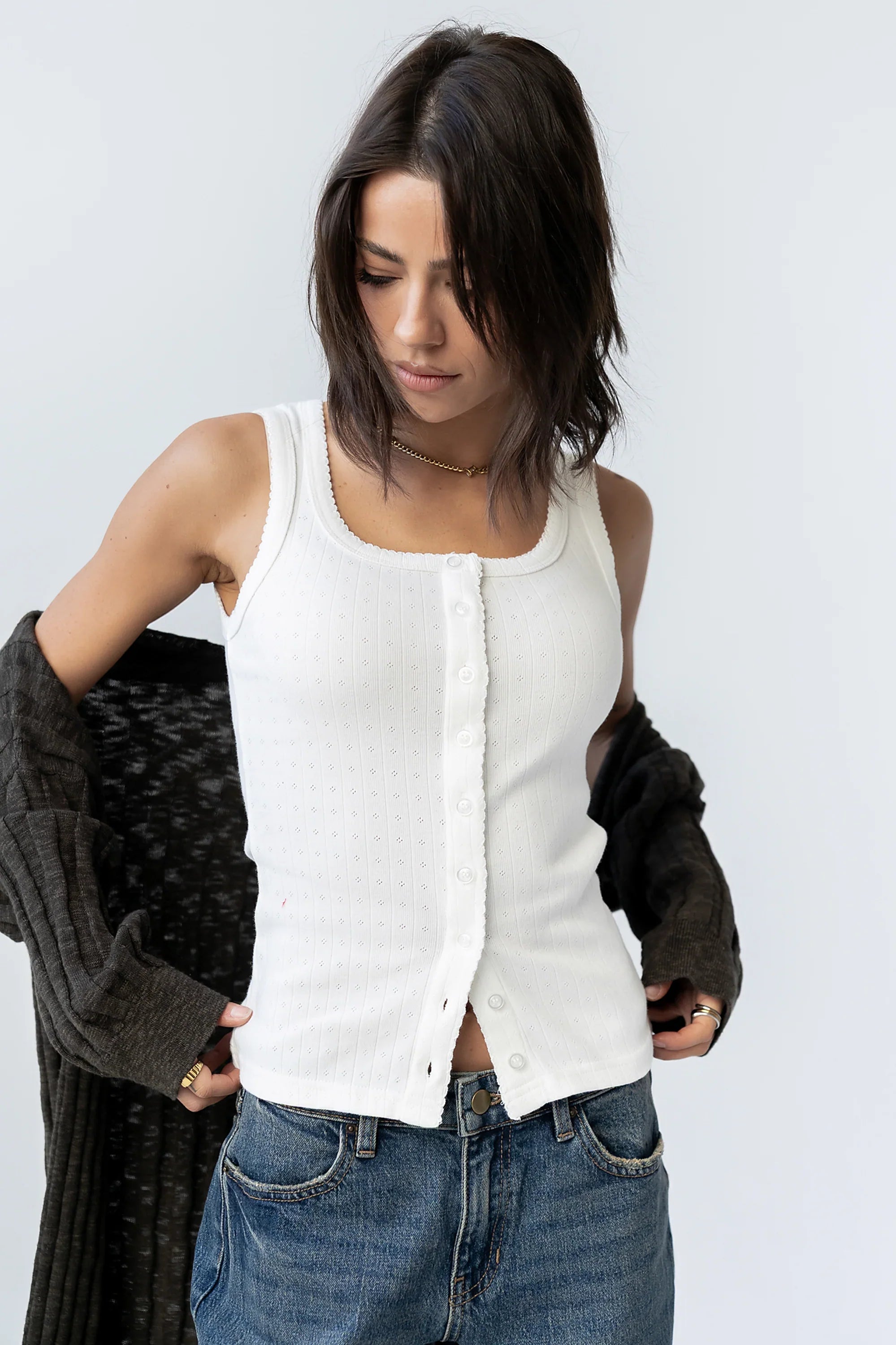 Apollo Knit Tank Top in White
