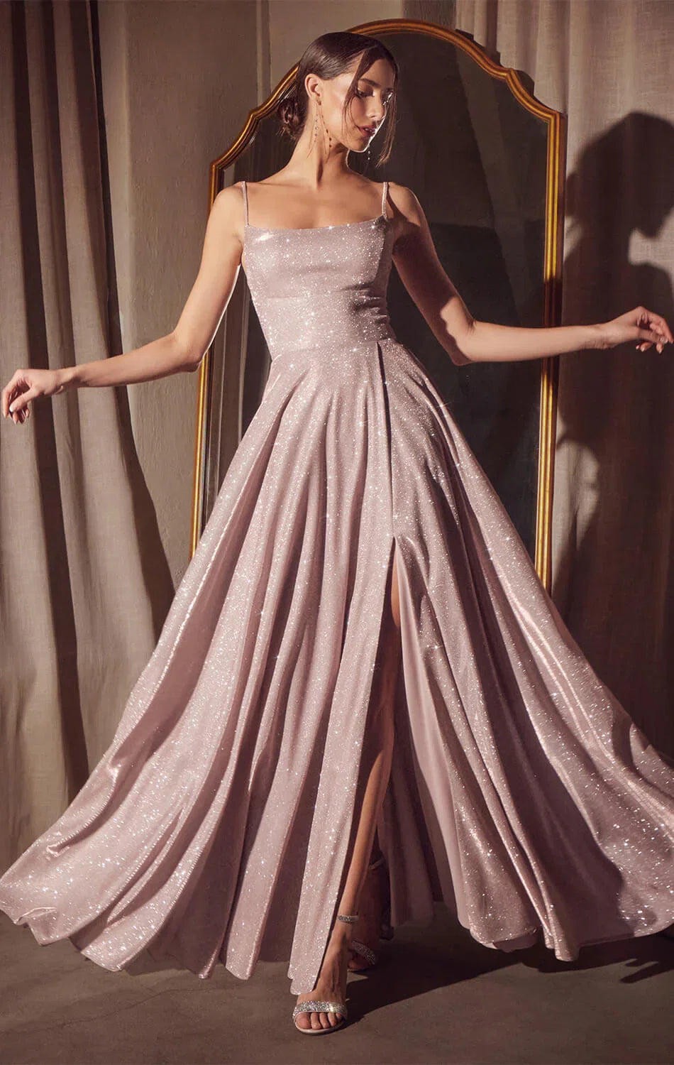 Eileen Gown Elegant Shimmer Drape Formal Dress