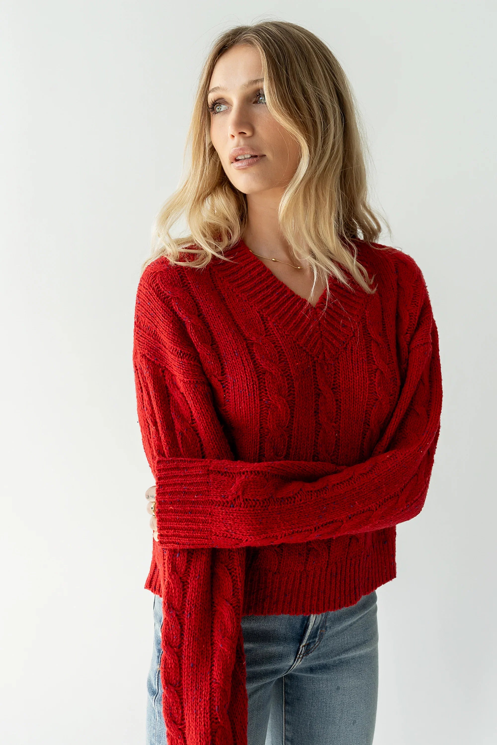 Maxine Speckled Sweater in Red