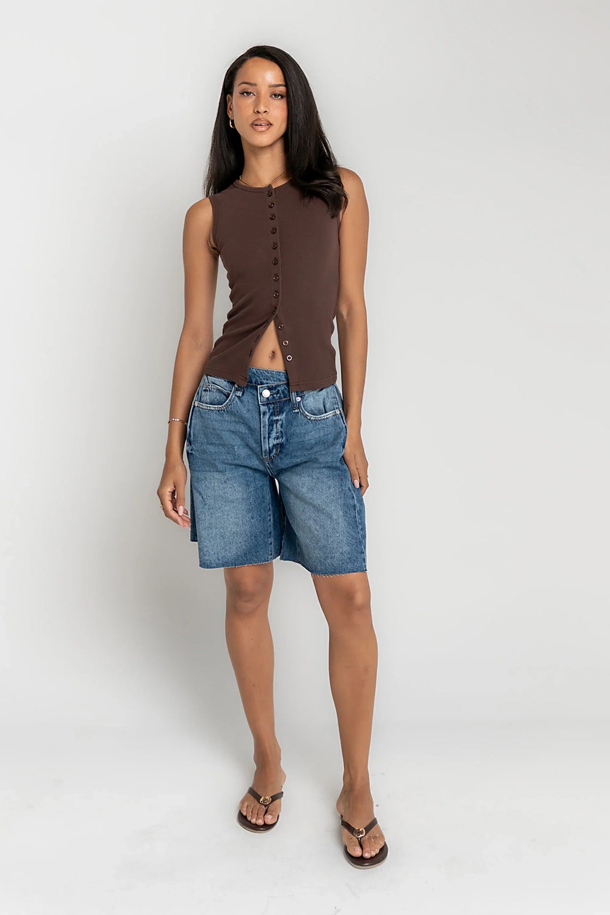Gabriella Cross Over Denim Shorts