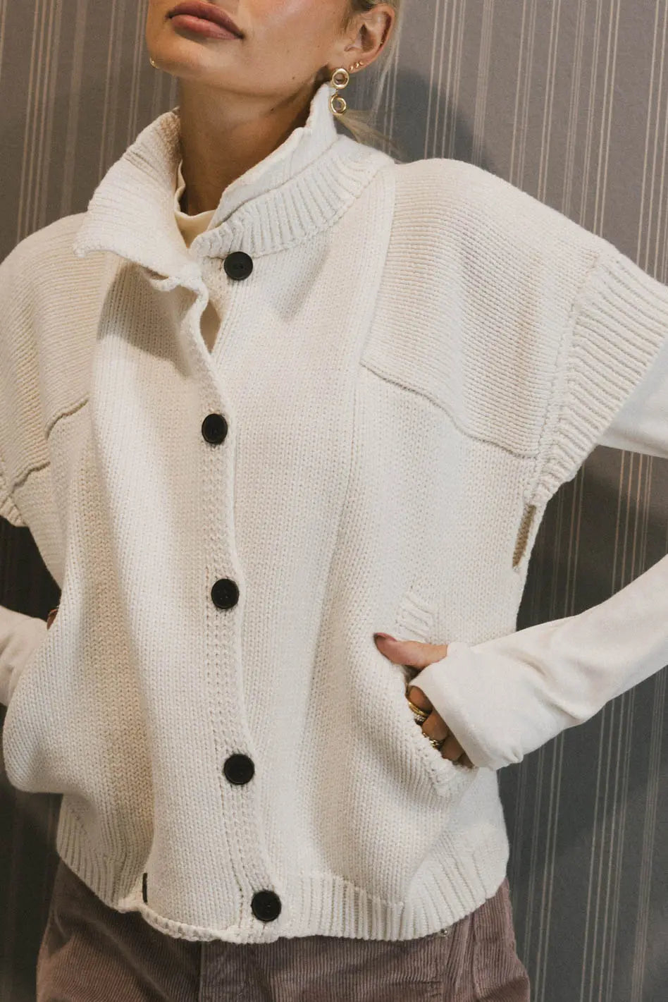 Sadie Knit Cardigan in Ivory FINAL SALE