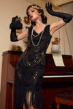 Black Bodycon Sequins Gatsby Party Dress