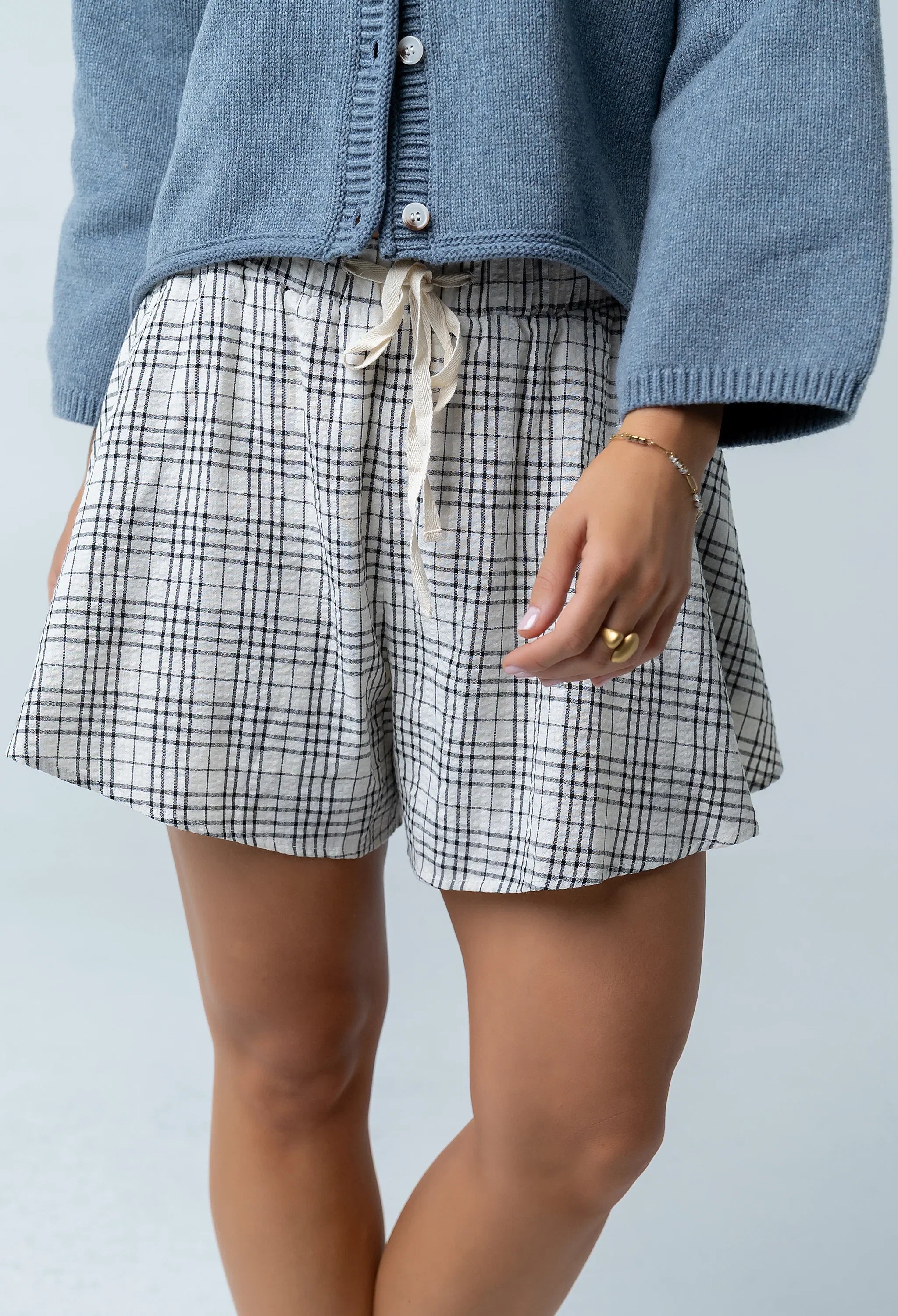 Katherine Plaid Shorts in Black