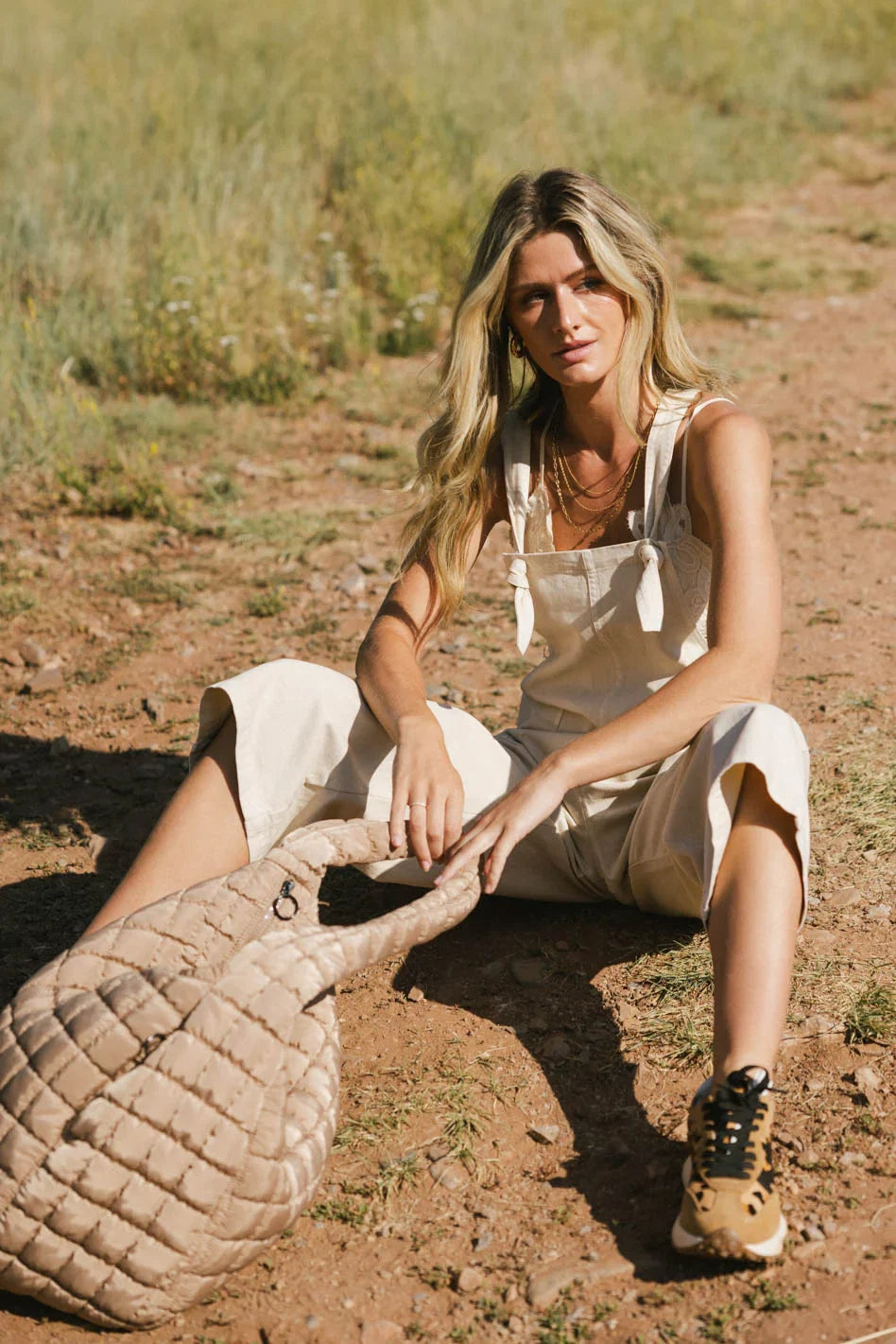 Isaura Tie Overalls in Oatmeal FINAL SALE
