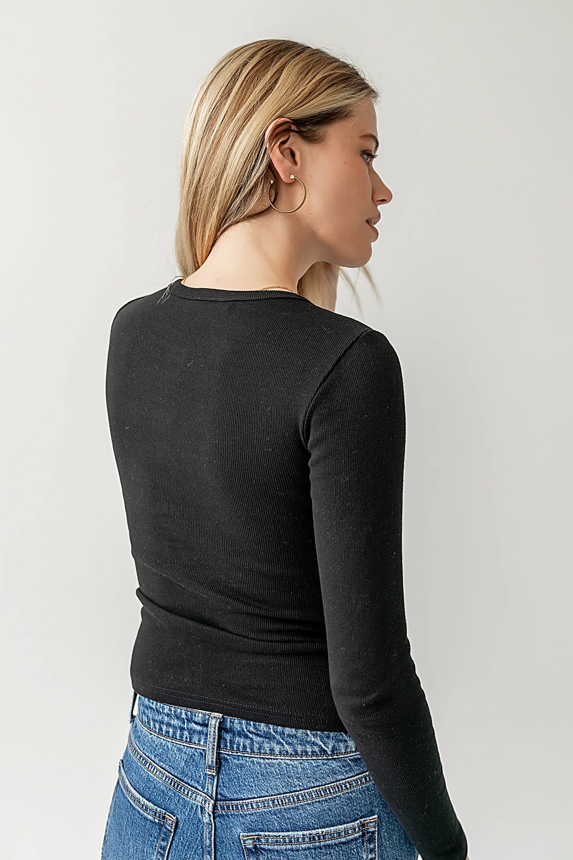 Mia Button Up Top in Black FINAL SALE