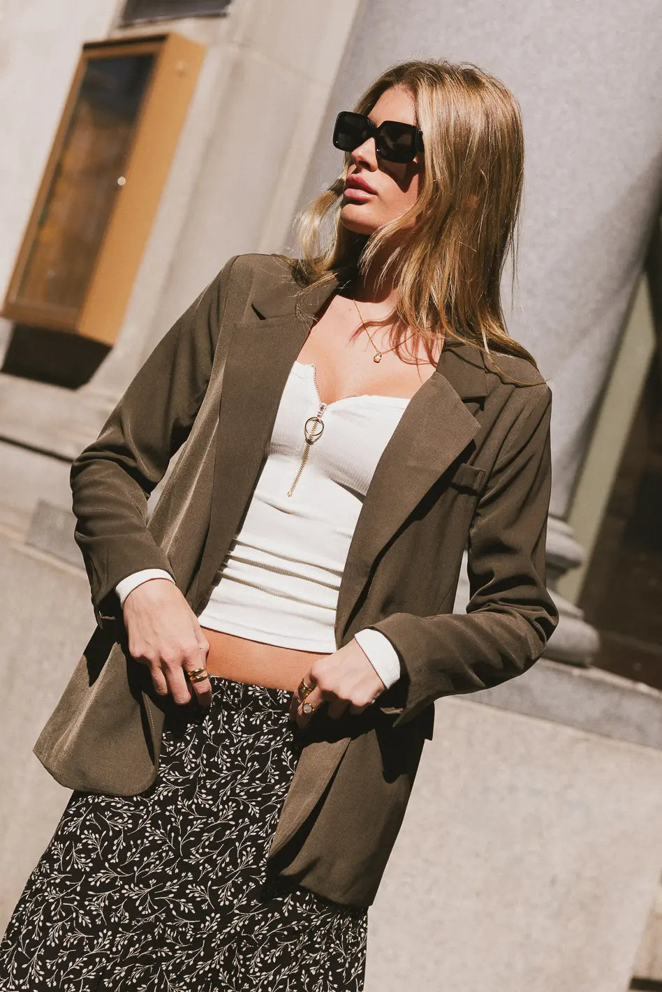 Crystal Blazer in Olive FINAL SALE