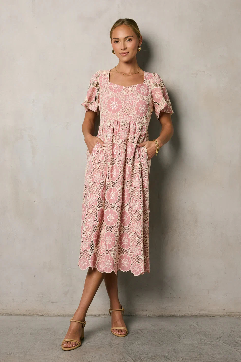 Mica Embroidered Midi Dress FINAL SALE