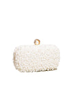 Womens White Pearls Beaded Evening Clutch Bags