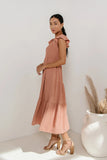 Rain Smocked Midi Dress in Peach FINAL SALE