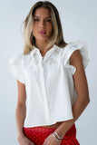 Henry Embroidered Blouse in Off White
